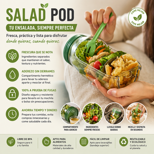 CONTENEDOR DE ENSALADA VERSÁTIL | SALADPOD™